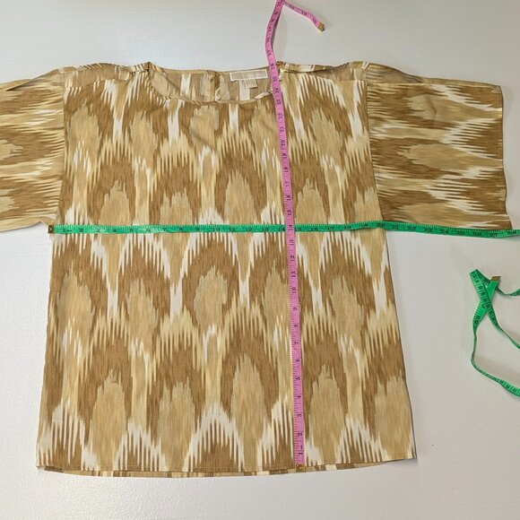 Michael by Michael Kors Gold Patterned Cold Shoulder Blouse Size Small - Picture 10 of 14